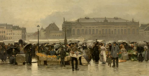 Le marché devant le théâtre à Anvers